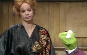 Juliet Prowse meets Kermit backstage.